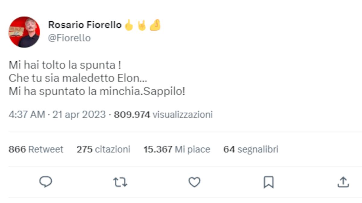 Elon Musk toglie la spunta blu a Fiorello, lo showman: «Mi ha spuntato la m*****a. Sappilo!» - 
