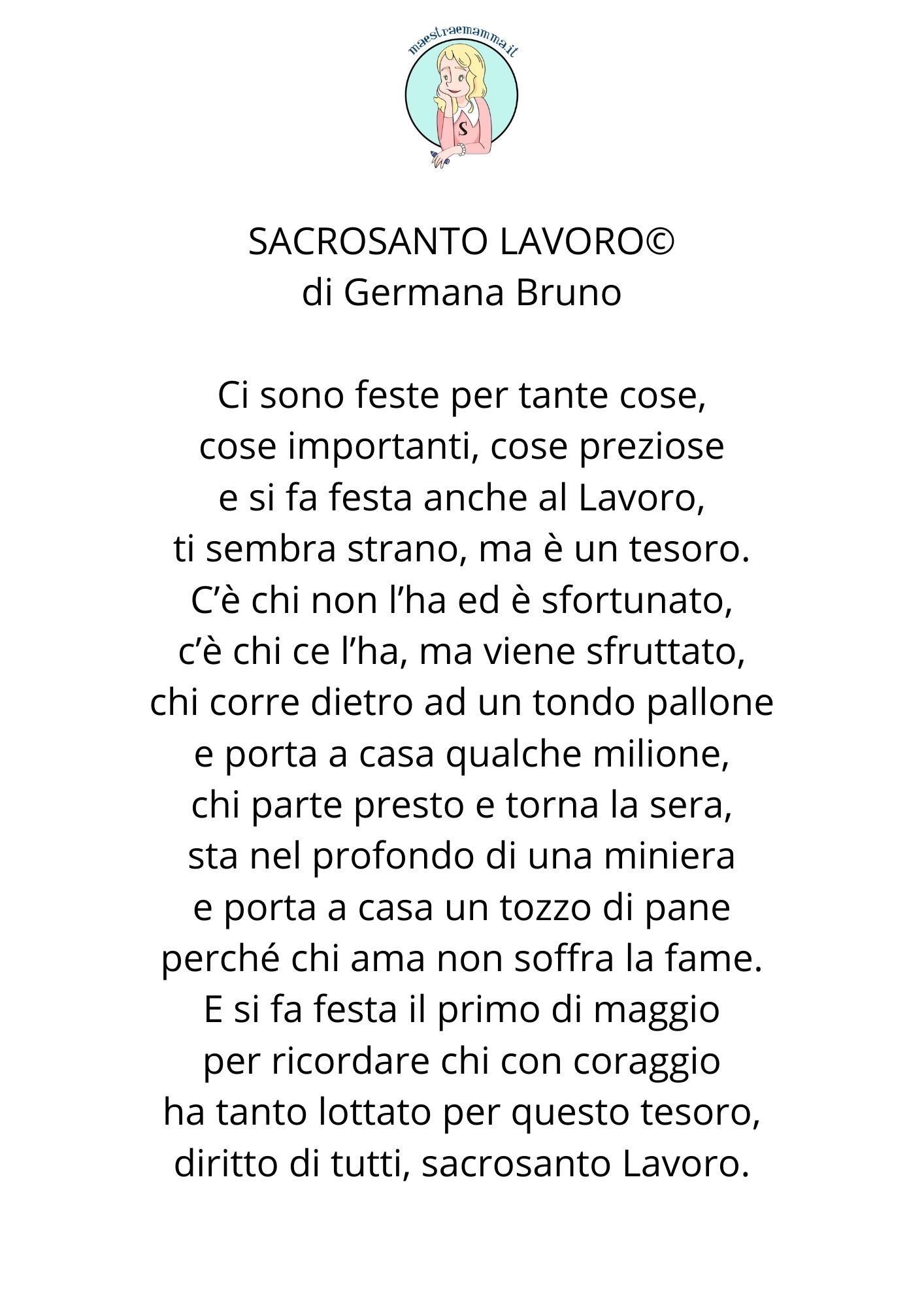 1° MAGGIO , FESTA DEL LAVORO - nuova poesia di Germana Bruno