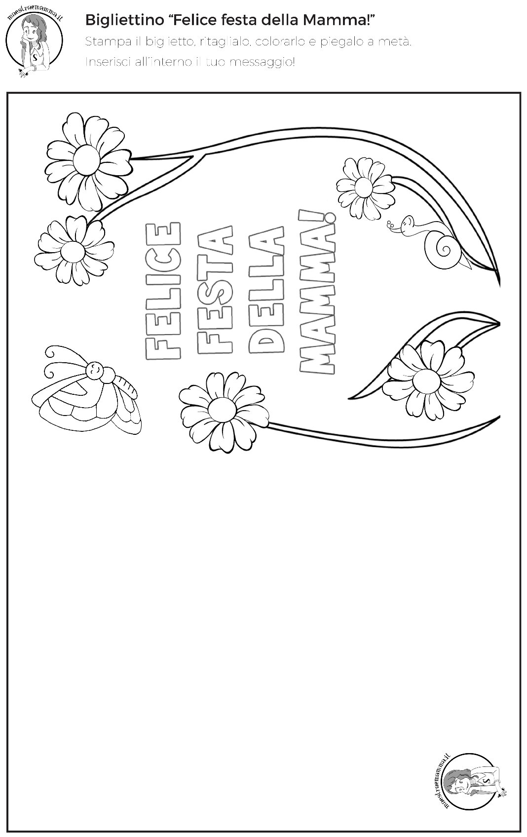 1. Card festa mamma - PDF da scaricare - in bianco e nero