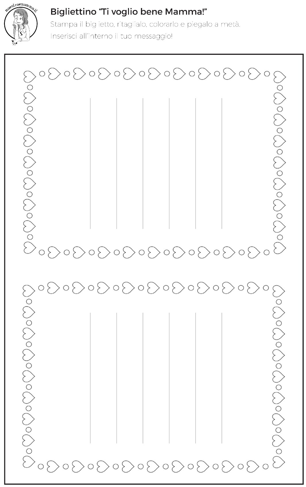 6. PDF da scaricare Card Ti voglio bene mamma- bianco e nero