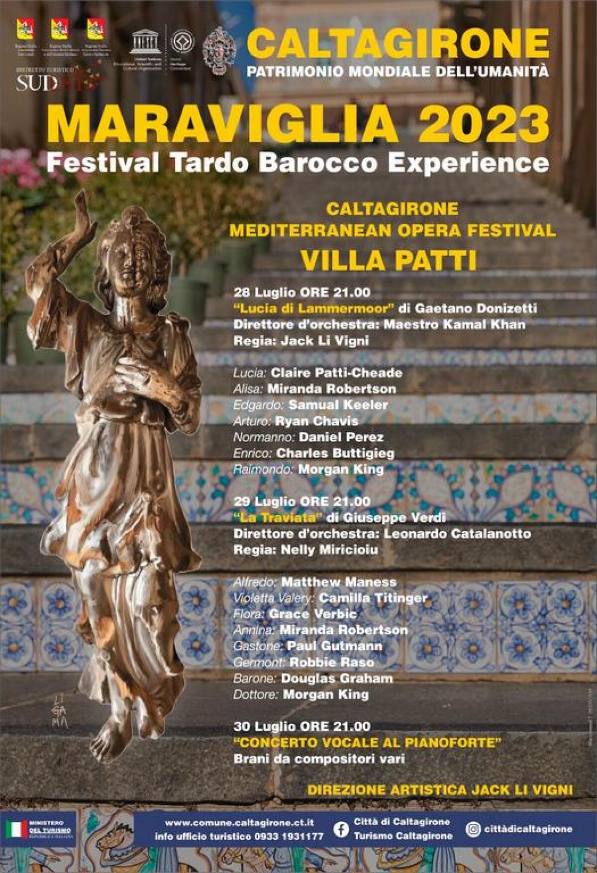 Caltagirone Mediterranean Opera Festival: Tre giorni di grande lirica a Villa Patti con artisti internazionali - 
