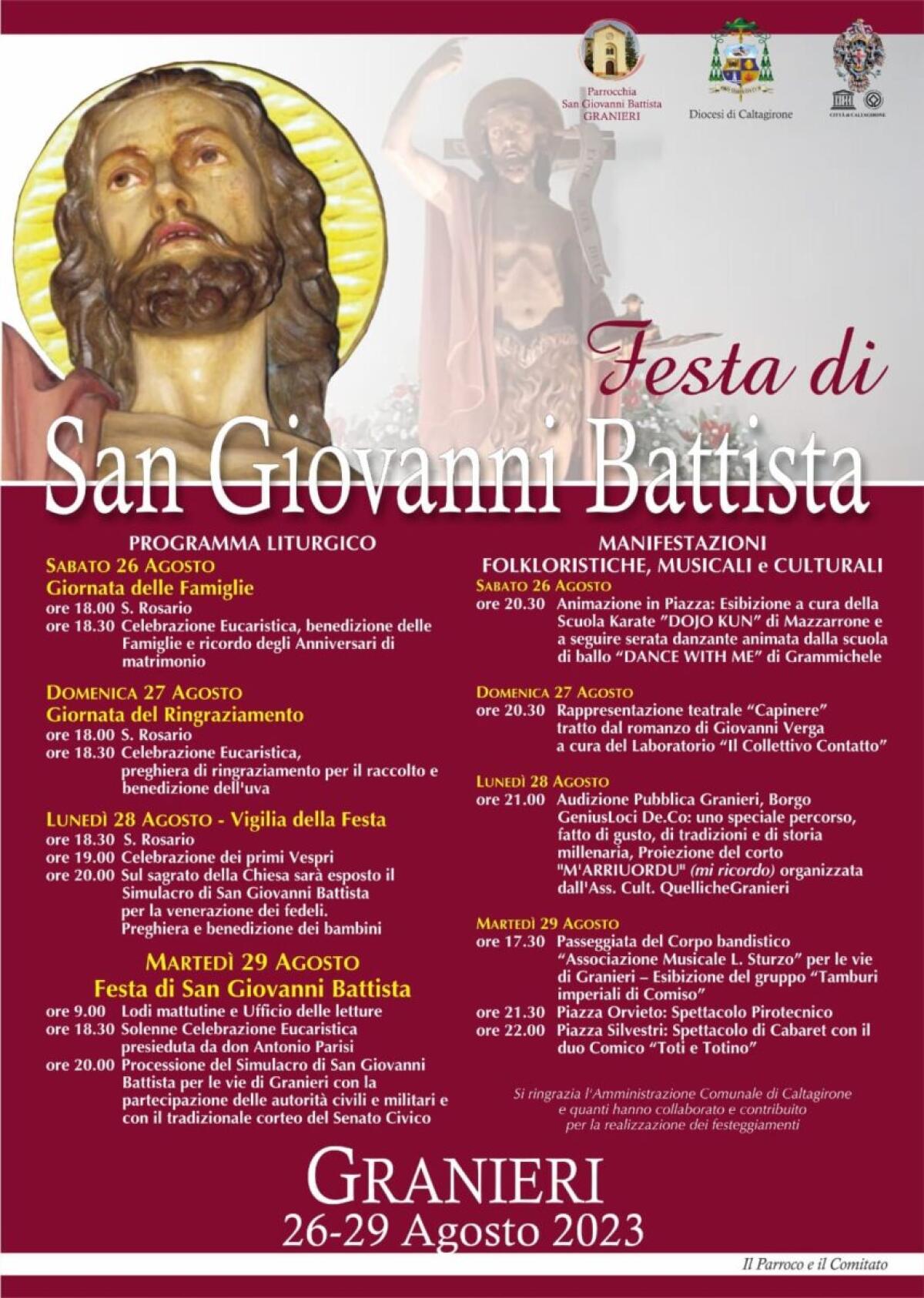 Granieri, festeggiamenti in onore di San Giovanni Battista: tra tradizioni millenarie e spettacoli pirotecnici - 