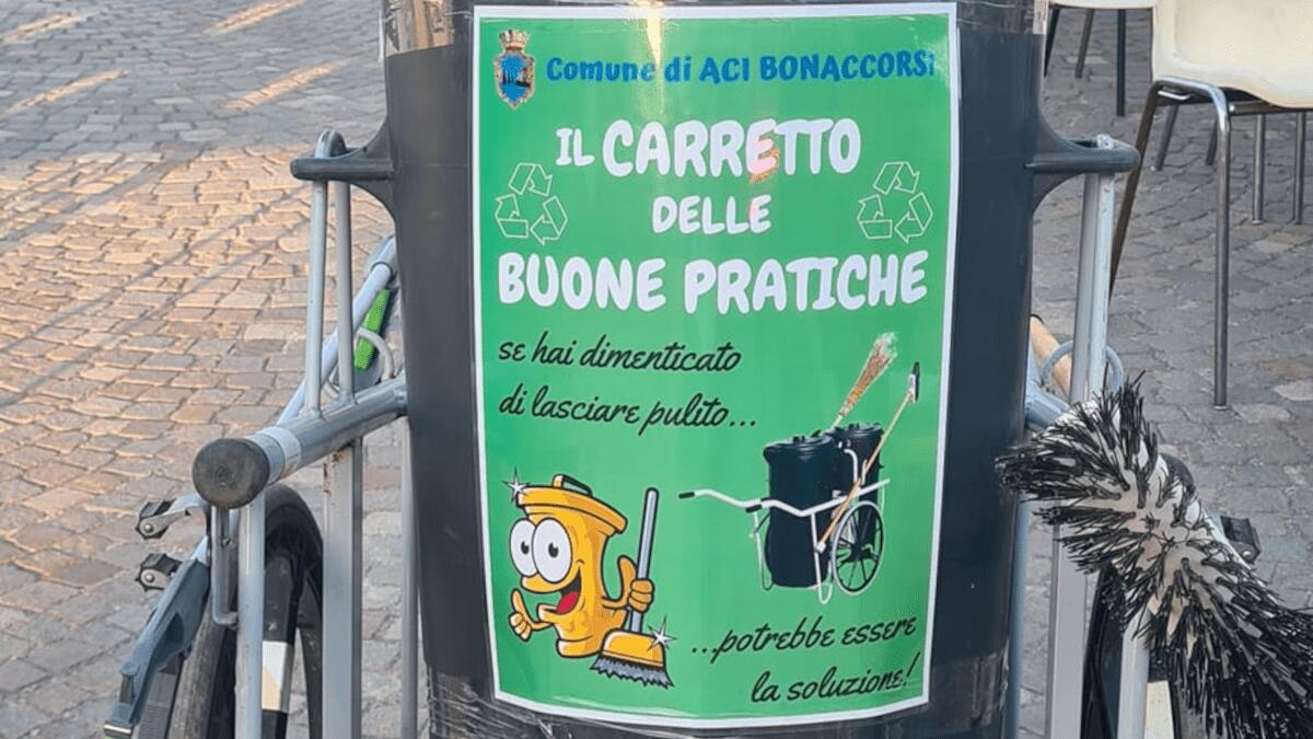 Il carretto delle buone pratiche ad Aci Bonaccorsi: responsabilità civica e pulizia “collettiva” - 
