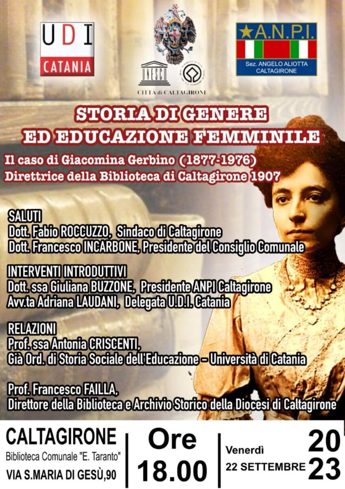 Incontro storico sulla figura di Giacomina Gerbino, la prima direttrice della Biblioteca di Caltagirone: scopri la sua storia di genere ed educazione femminile! - 