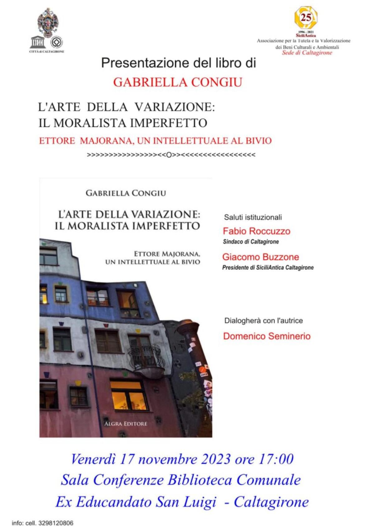 Presentazione libro Gabriella Congiu: Ettore Majorana, un intellettuale al bivio – Evento culturale a Caltagirone - 
