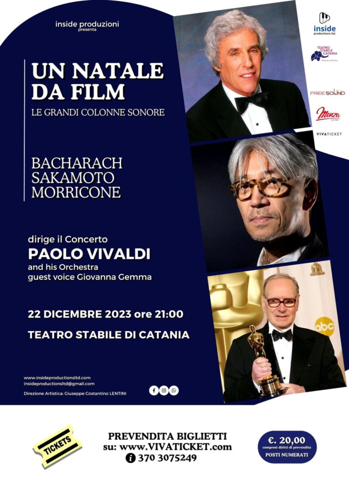Un Natale da film: le grandi colonne sonore tornano al Teatro Stabile di Catania con la magia di Bachrach, Sakamoto e Morricone - 