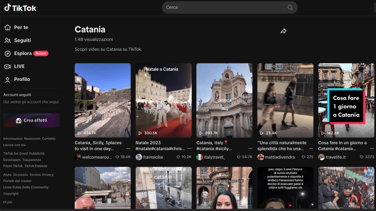 Catania regina di TikTok: seconda solo a Napoli - 