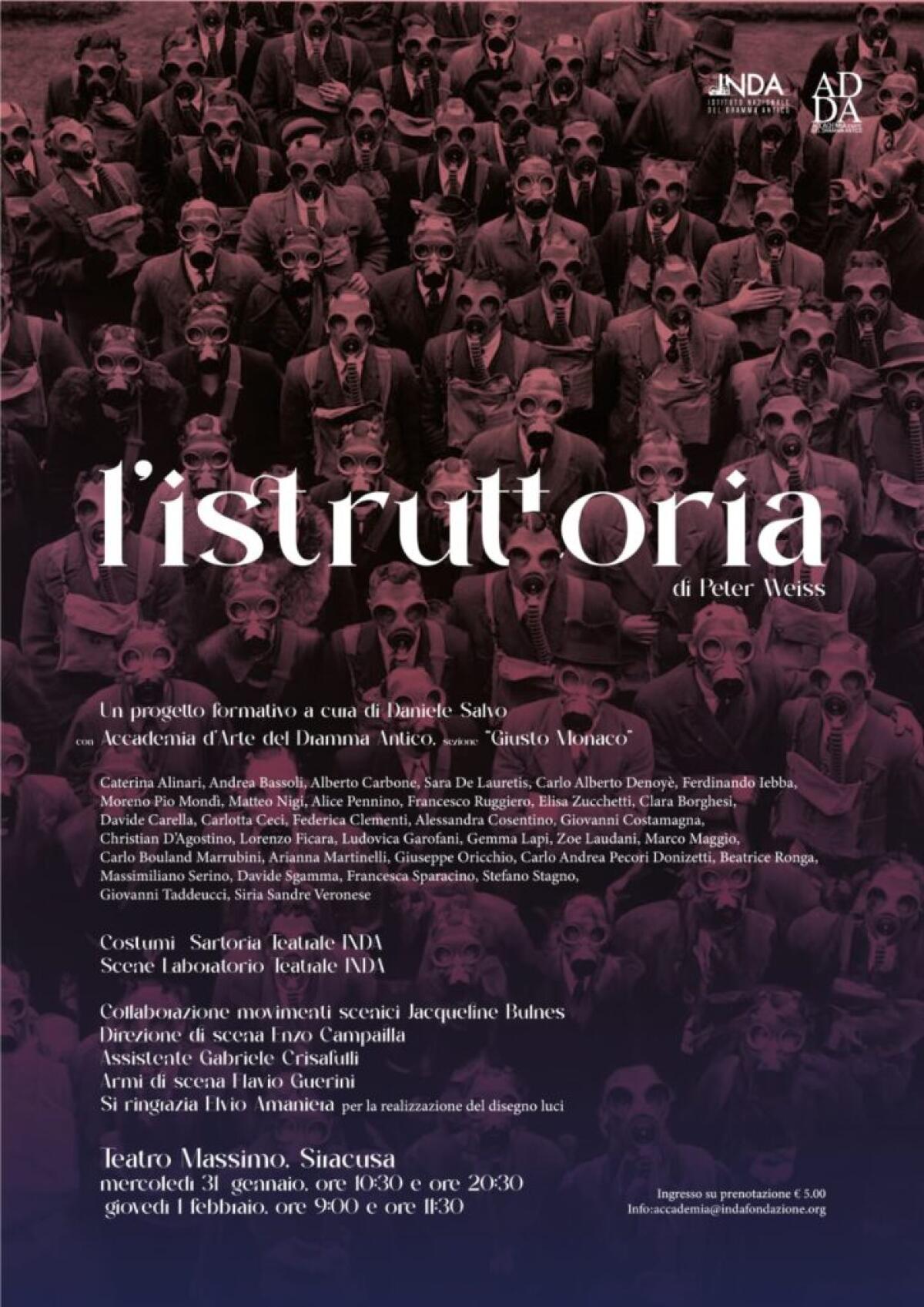 L’ISTRUTTORIA di Peter Weiss al Teatro Massimo Città di Siracusa - 
