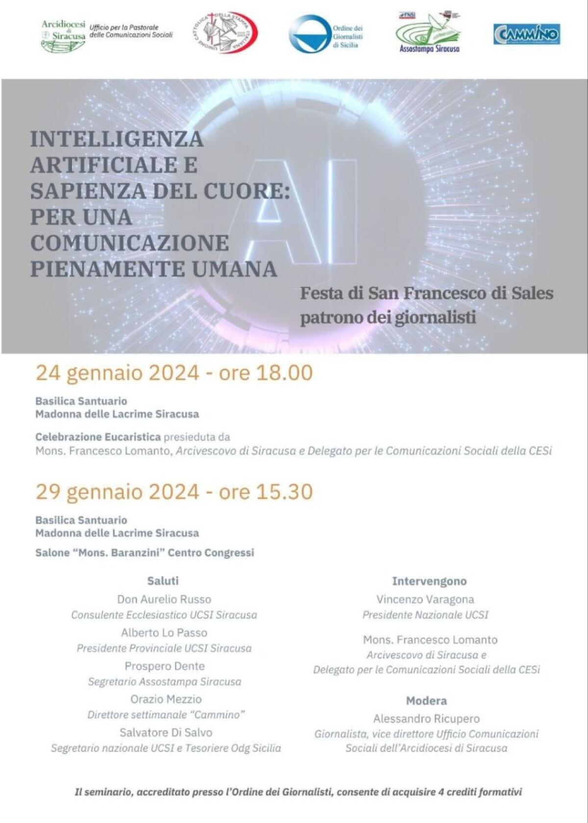 Festa di San Francesco di Sales a Siracusa: celebrazione e seminario accreditato per giornalisti - 