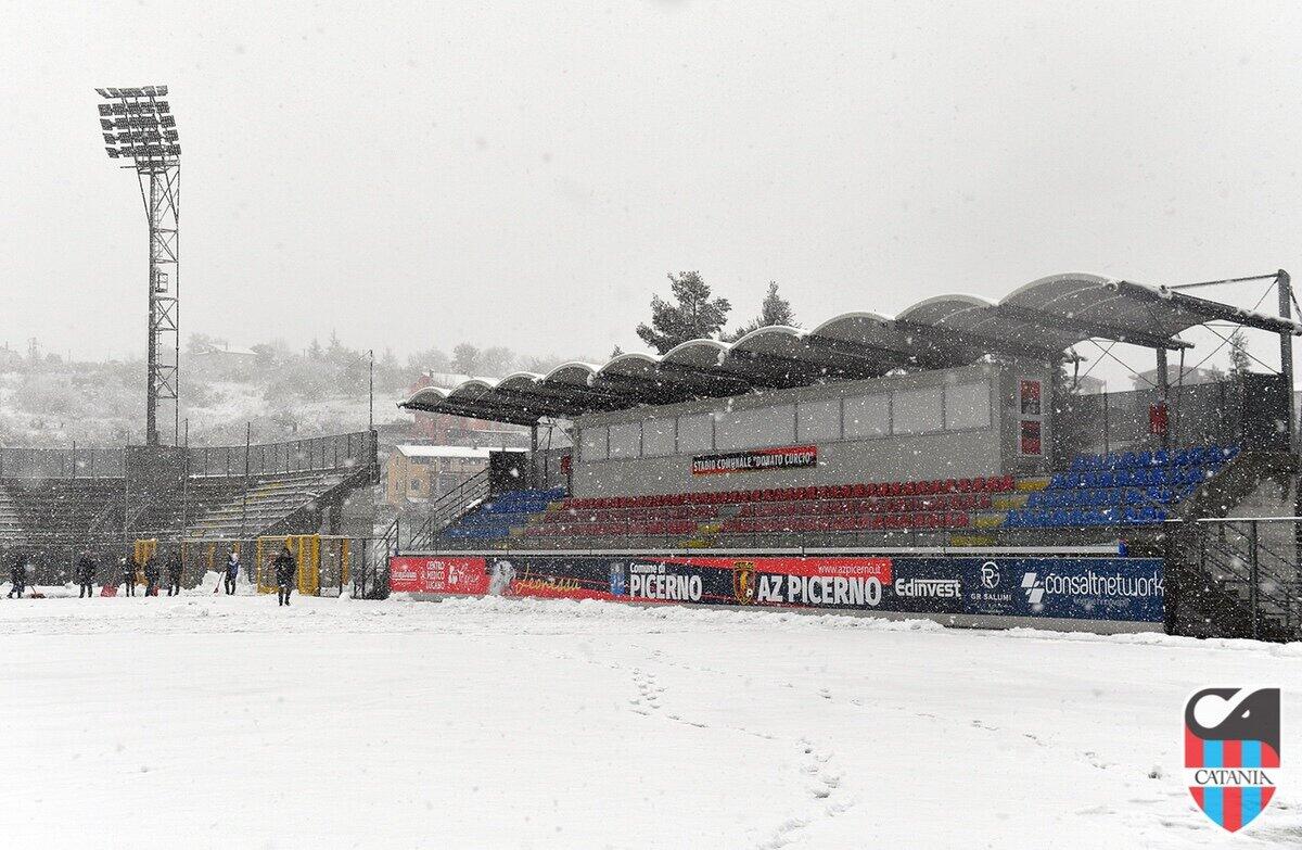 La gara Picerno-Catania rinviata a causa della nevicata: ecco la formazione annunciata dal Catania FC - 