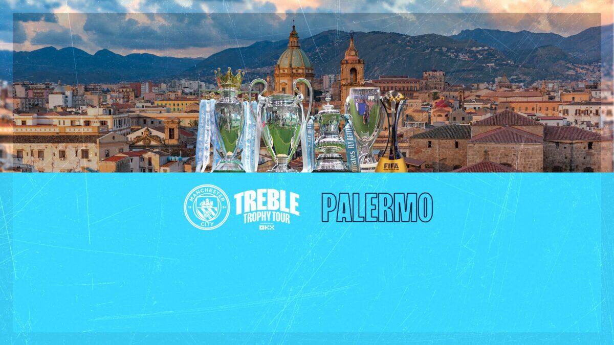 Il Treble Trophy Tour sbarca a Palermo: i trofei del Manchester City in mostra allo Stadio Renzo Barbera. - 