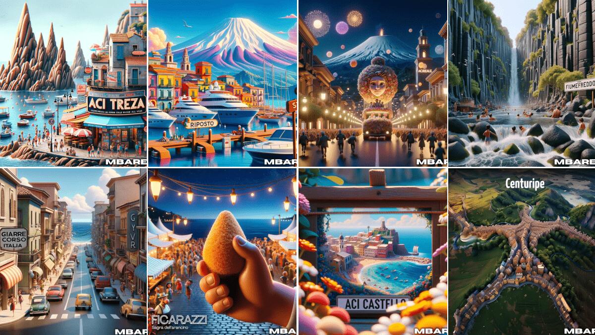 Oltre Catania verso il mare: come AI vede le città costiere del Catanese in versione Disney Pixar - 