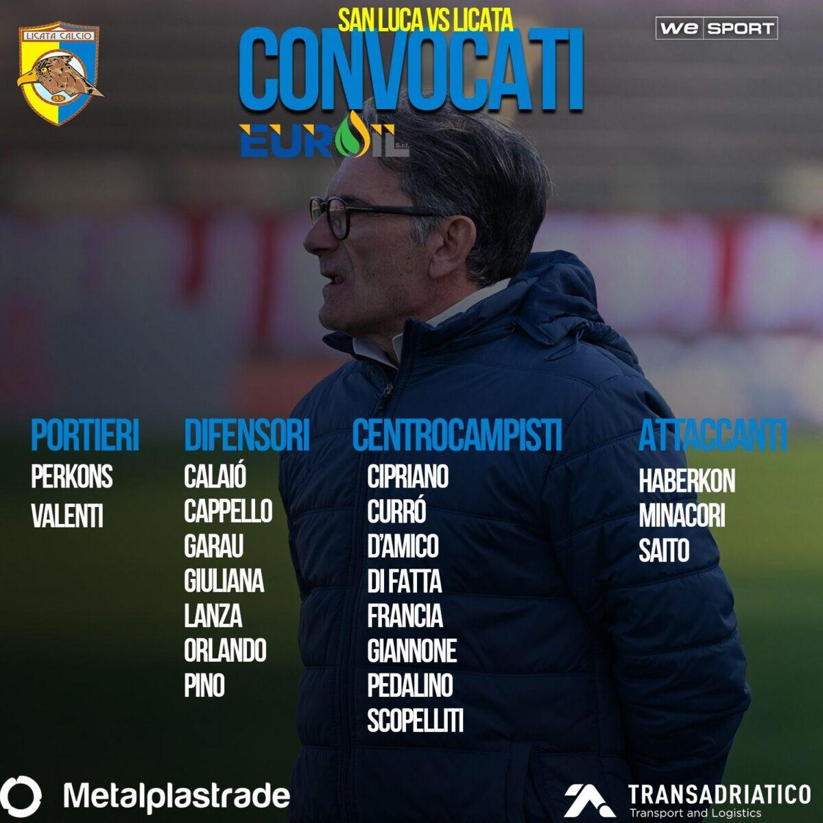 I convocati di Mister Romano per San Luca-Licata - 