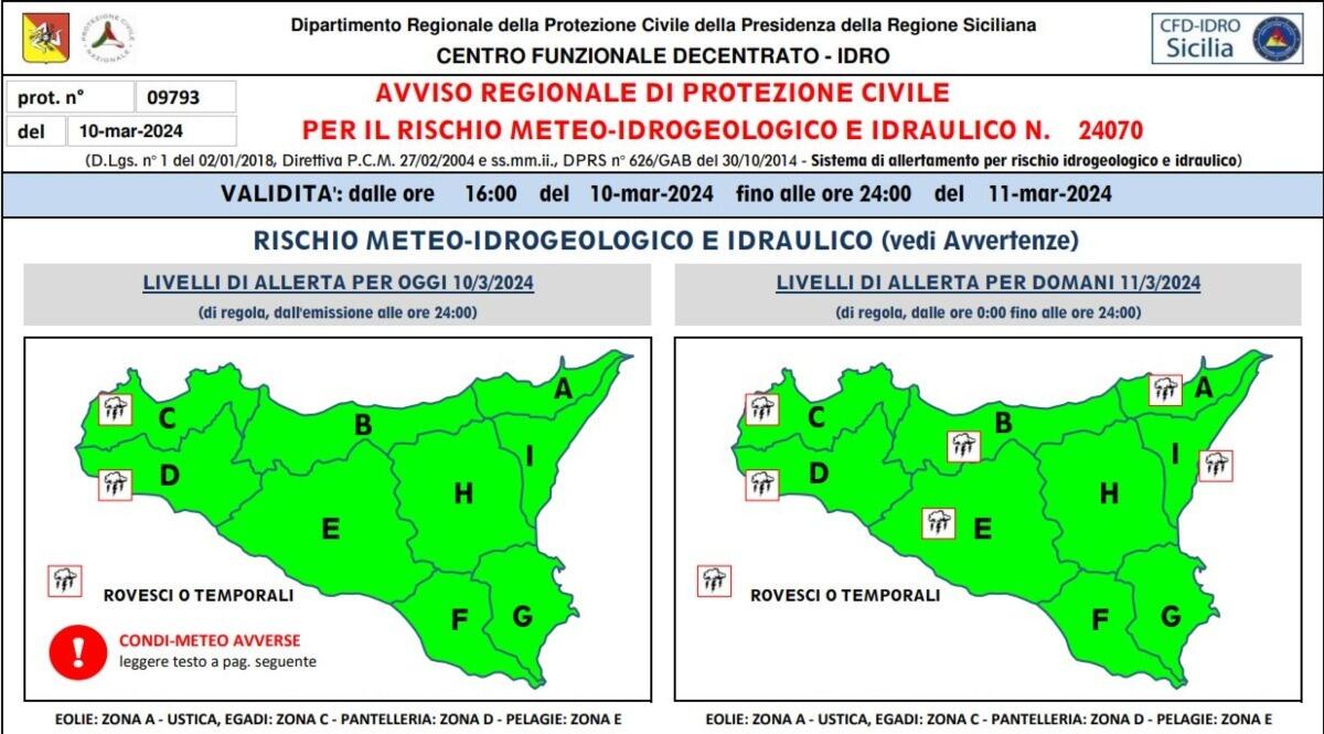 Allerta meteo, la Protezione Civile siciliana chiarisce e invita a leggere l'avviso completo - 