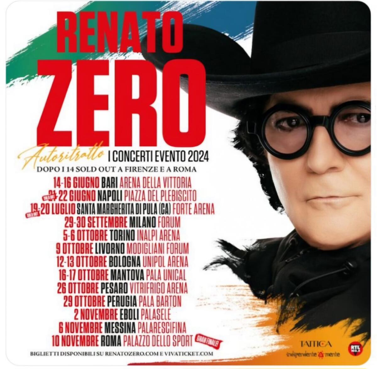 Renato Zero in concerto a Messina: evento imperdibile al PalaRescifina il 6 novembre - 