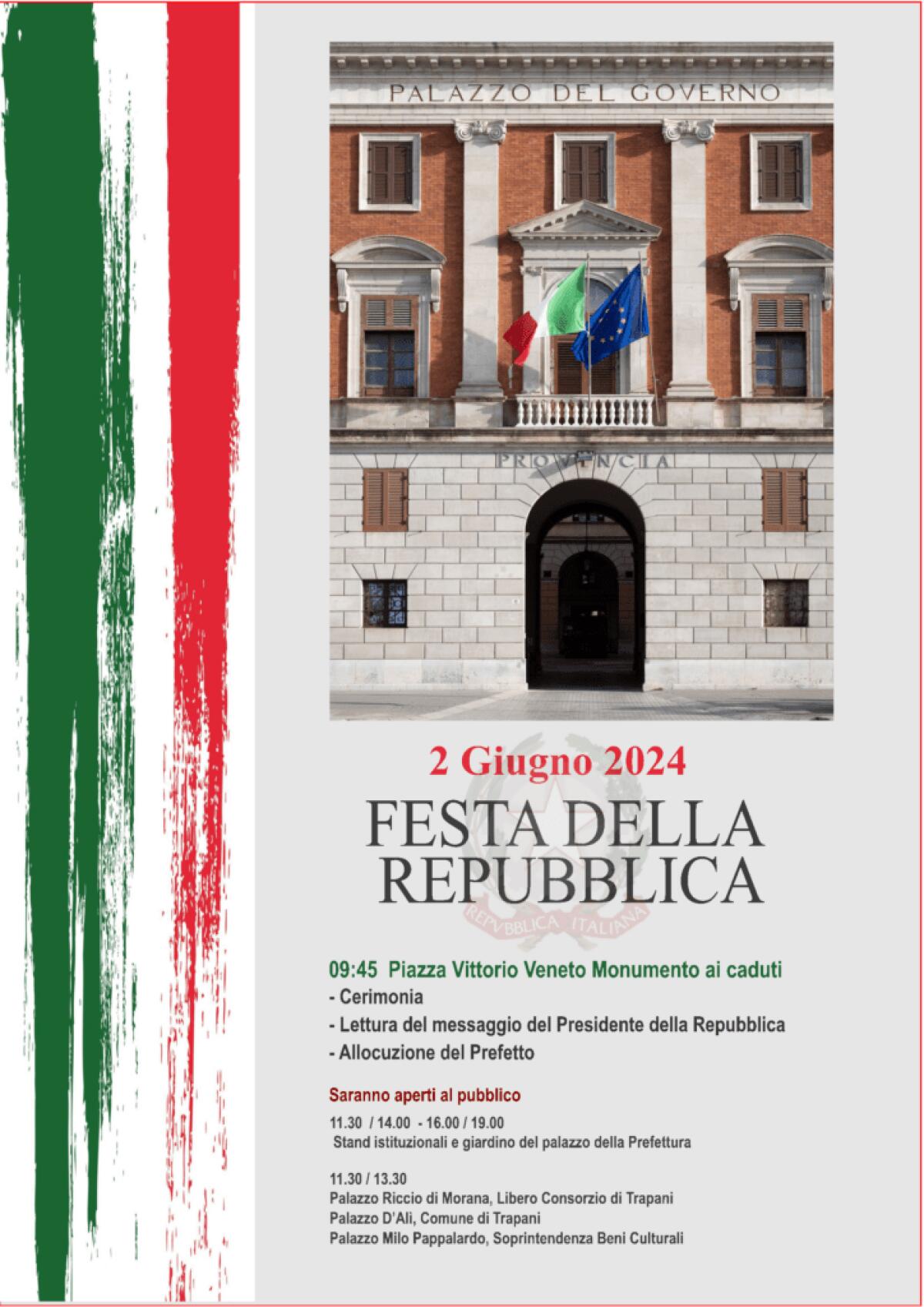 Programma della Festa della Repubblica 2024 a Trapani: cerimonie e stand istituzionali. - 