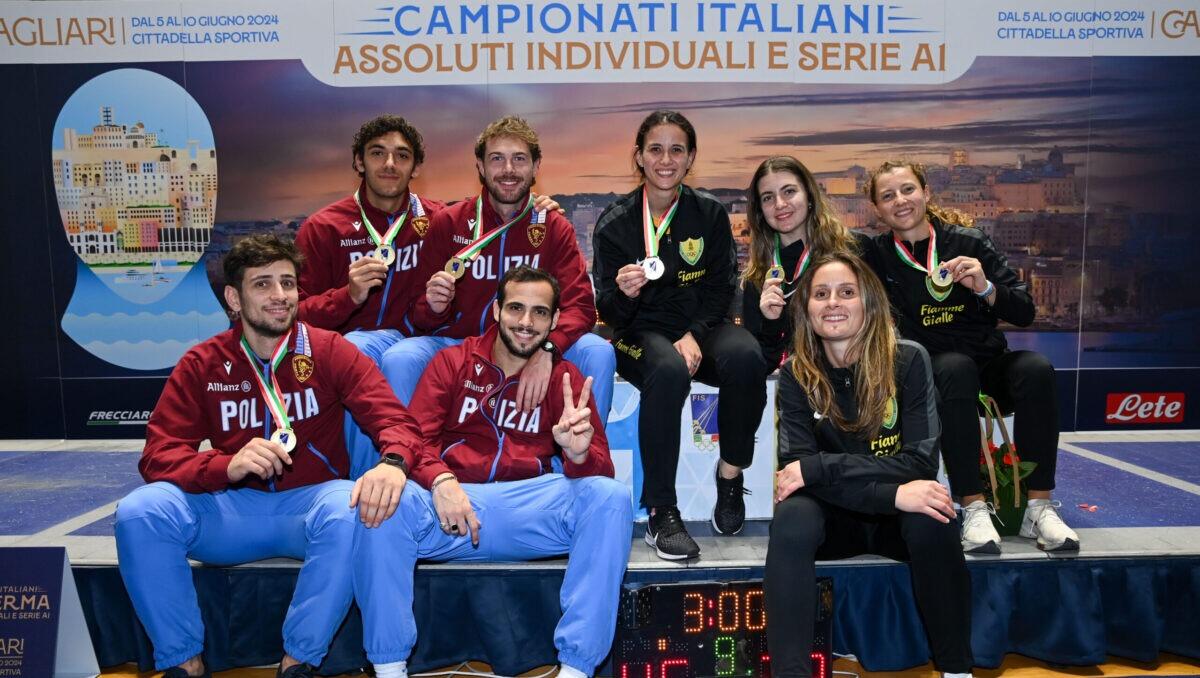 Campionati Italiani Assoluti Cagliari 2024: Successo per le Fiamme Oro e le Fiamme Gialle nei titoli a squadre di sciabola - 
