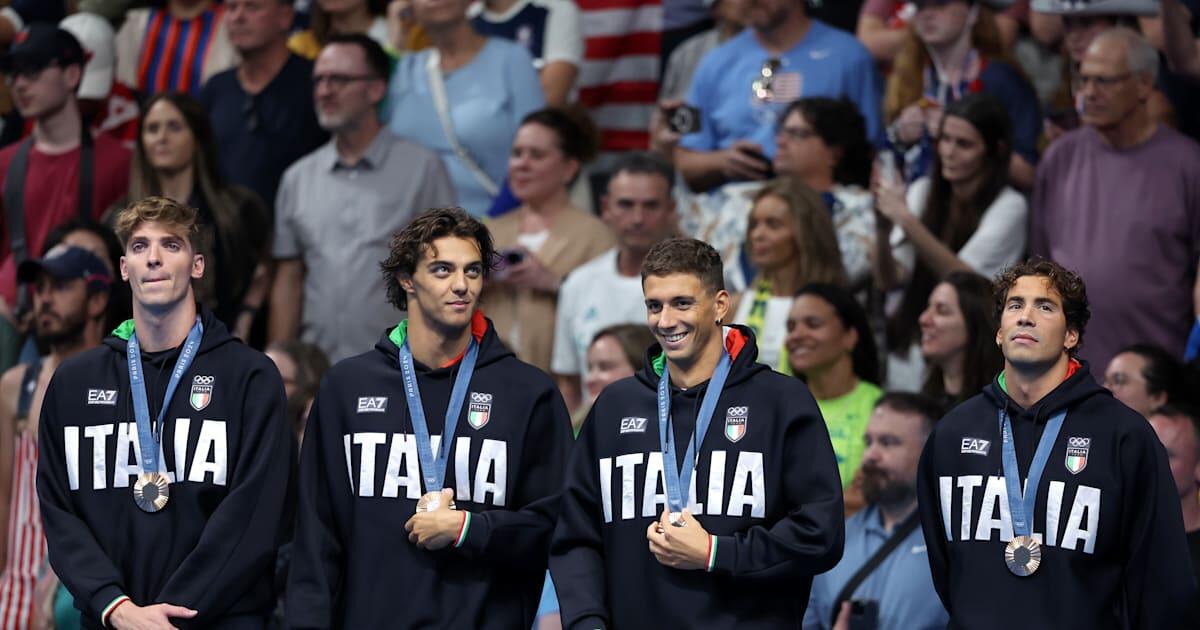 Italia sul podio con un bronzo nella 4x100m stile libero alle Olimpiadi di Parigi 2024: ecco il quartetto di campioni Ceccon, Miressi, Conte Bonin e Frigo, terzi dietro a Stati Uniti e Australia! - 