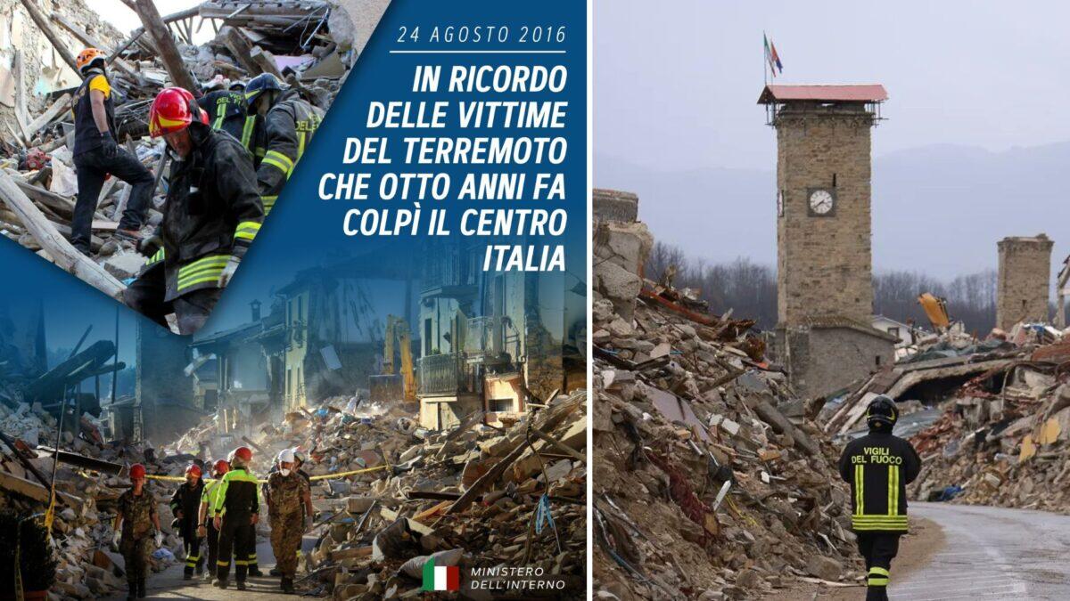 Otto anni fa il potente terremoto che ha scosso Amatrice e il centro Italia - 