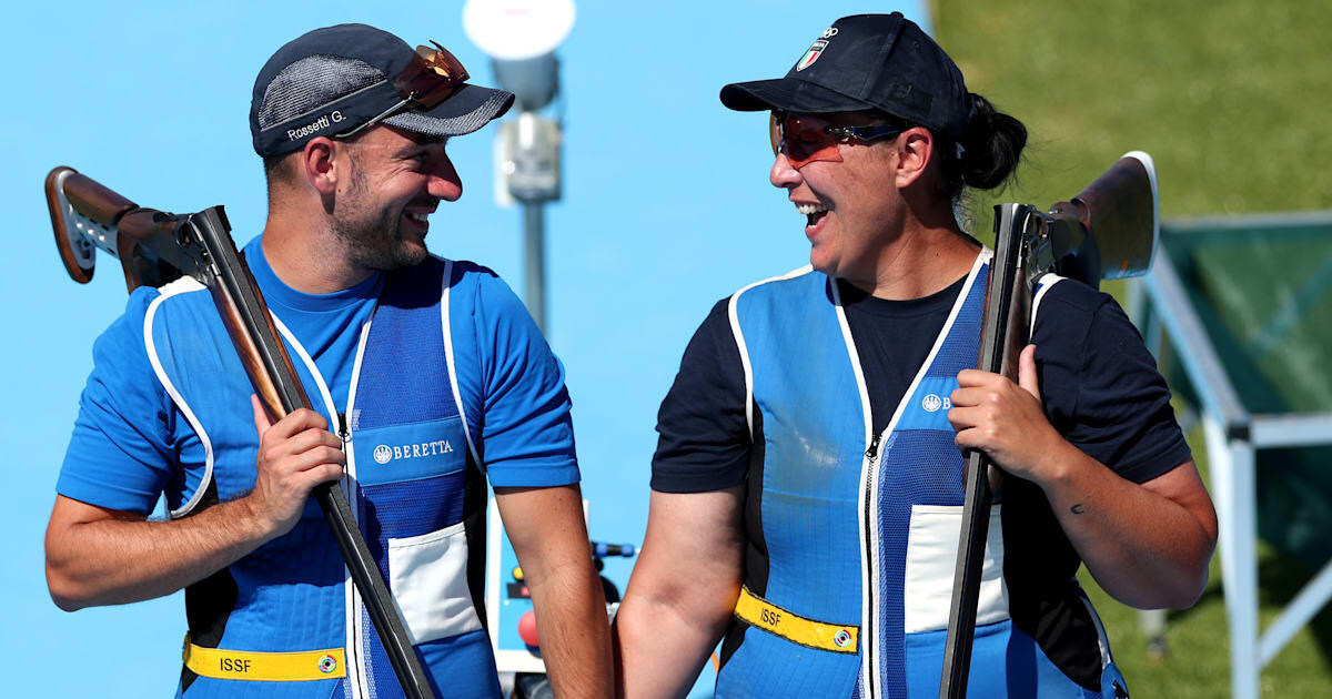 Diana Bacosi e Gabriele Rossetti conquistano l'oro nello skeet a squadre miste di Parigi 2024, trionfando ancora una volta! - 