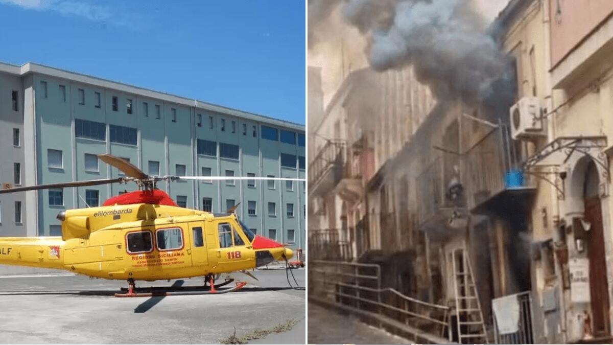 Incendio devasta abitazione nel Catanese: elisoccorso per 45enne, gravemente ferito [FOTO] - 