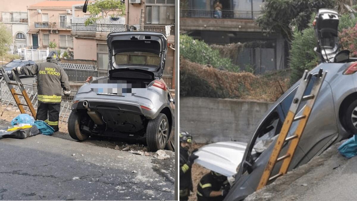 Intervento dei Vigili del Fuoco nell’incidente stradale: auto a gas in bilico sul ciglio della strada - 