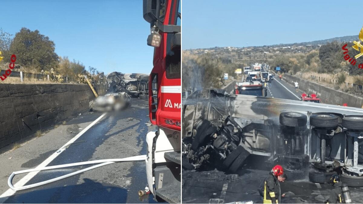 Tragico incidente stradale nel Catanese: scontro tra Tir e auto, due morti, uno carbonizzato - 