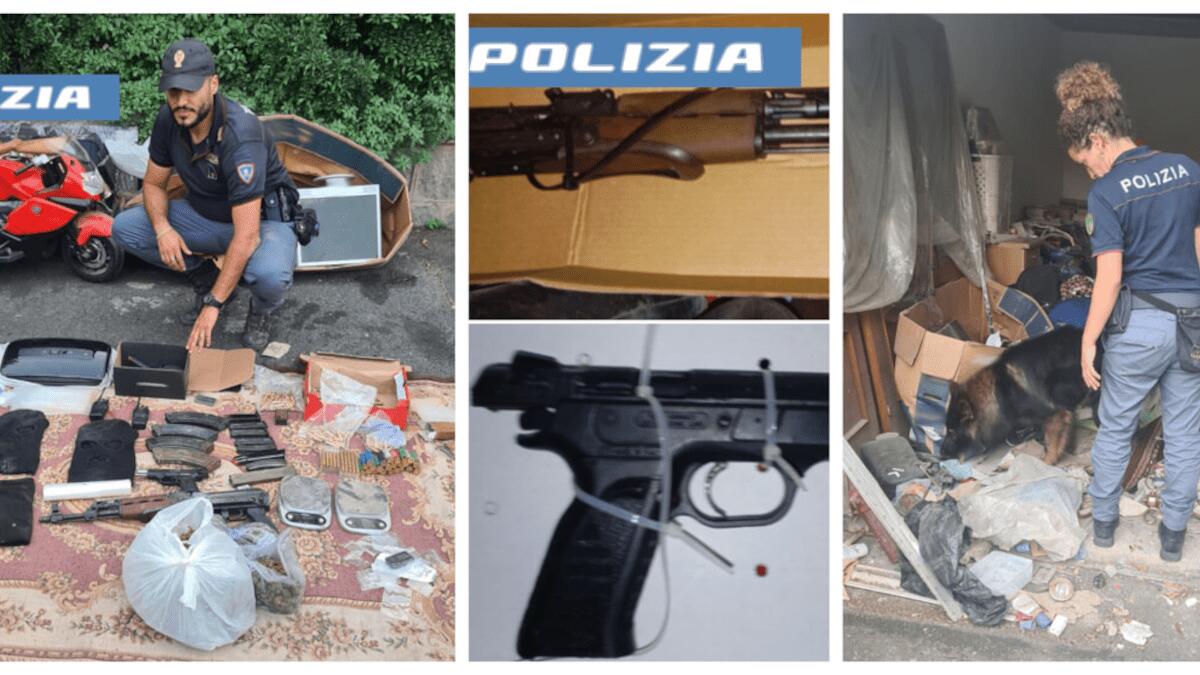 Controllo nel box del noto pregiudicato catanese: droga, pistole e un kalashnikov - 