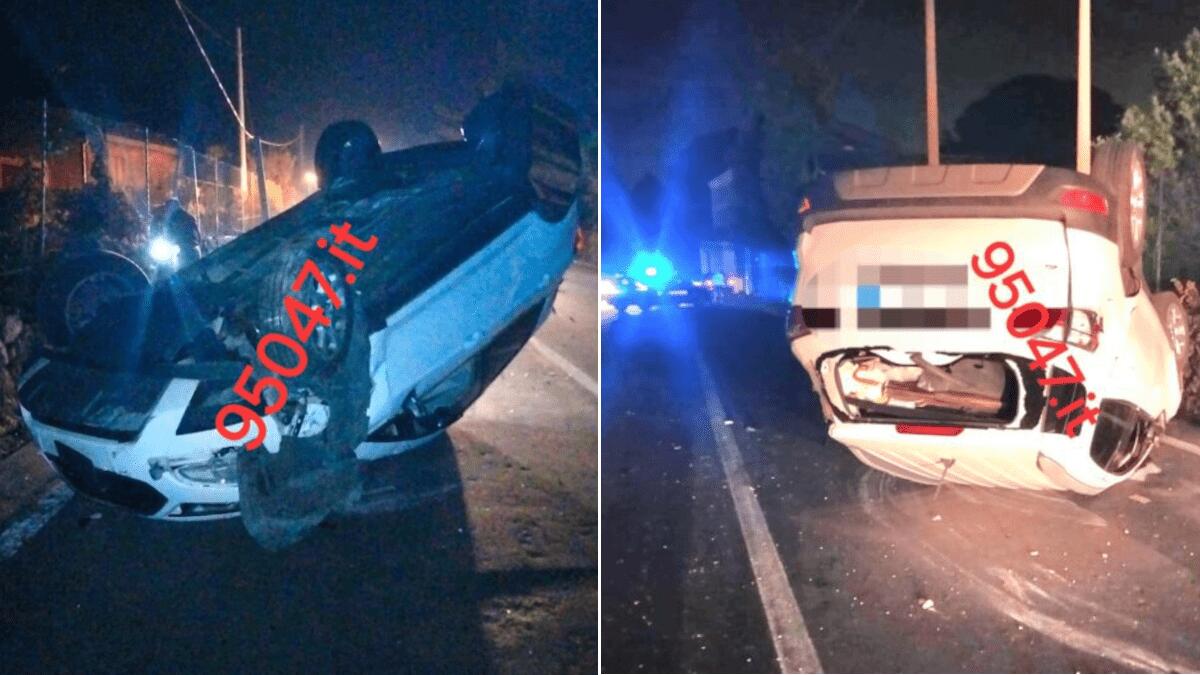 Incidente stradale nel Catanese: auto ribaltata, palo abbattuto e donna ferita - 