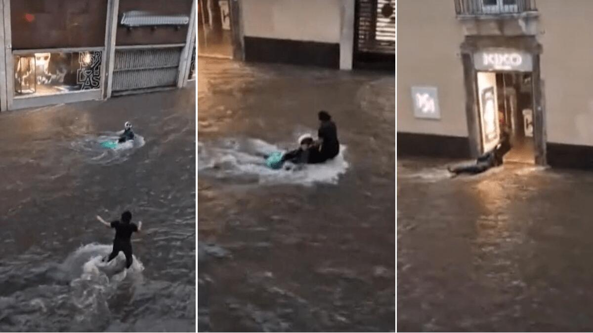 Nubifragio Catania: uomo in pericolo di vita, salvataggio eroico in via Etnea [VIDEO] - 