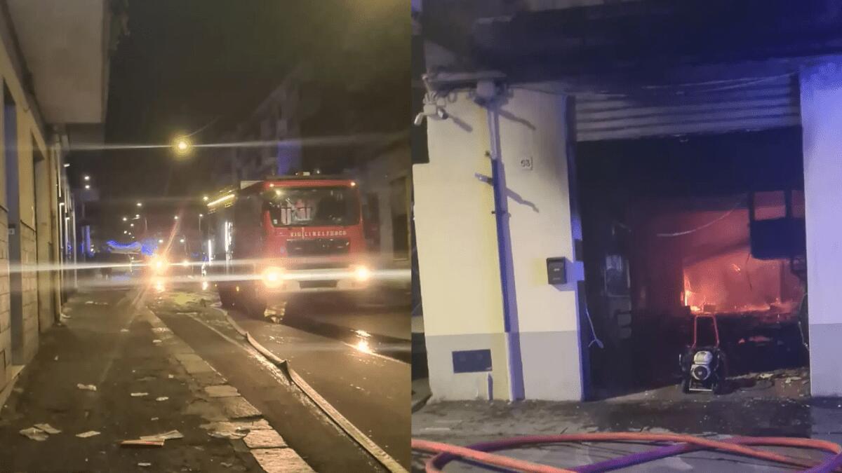 Incendio distrugge autocarrozzeria in via XXXI Maggio: Vigili del Fuoco e Polizia sul posto - 