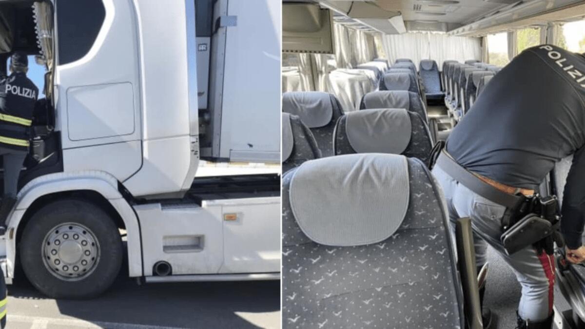 Autobus ad alta velocità sull’Autostrada per rientrare nei tempi ma a bordo c’è un agente di Polizia - 