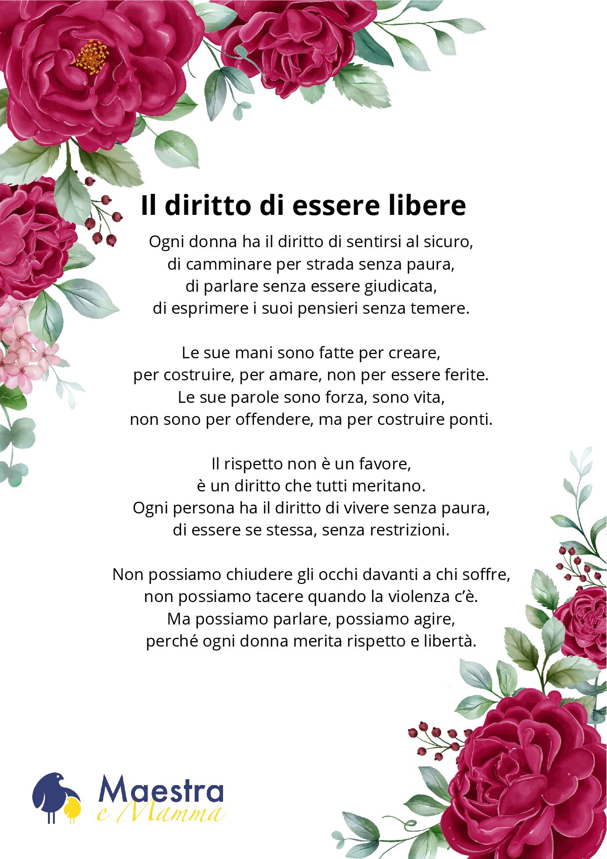 Poesia contro la violenza sulla donna il diritto di essere libere [2 MB]