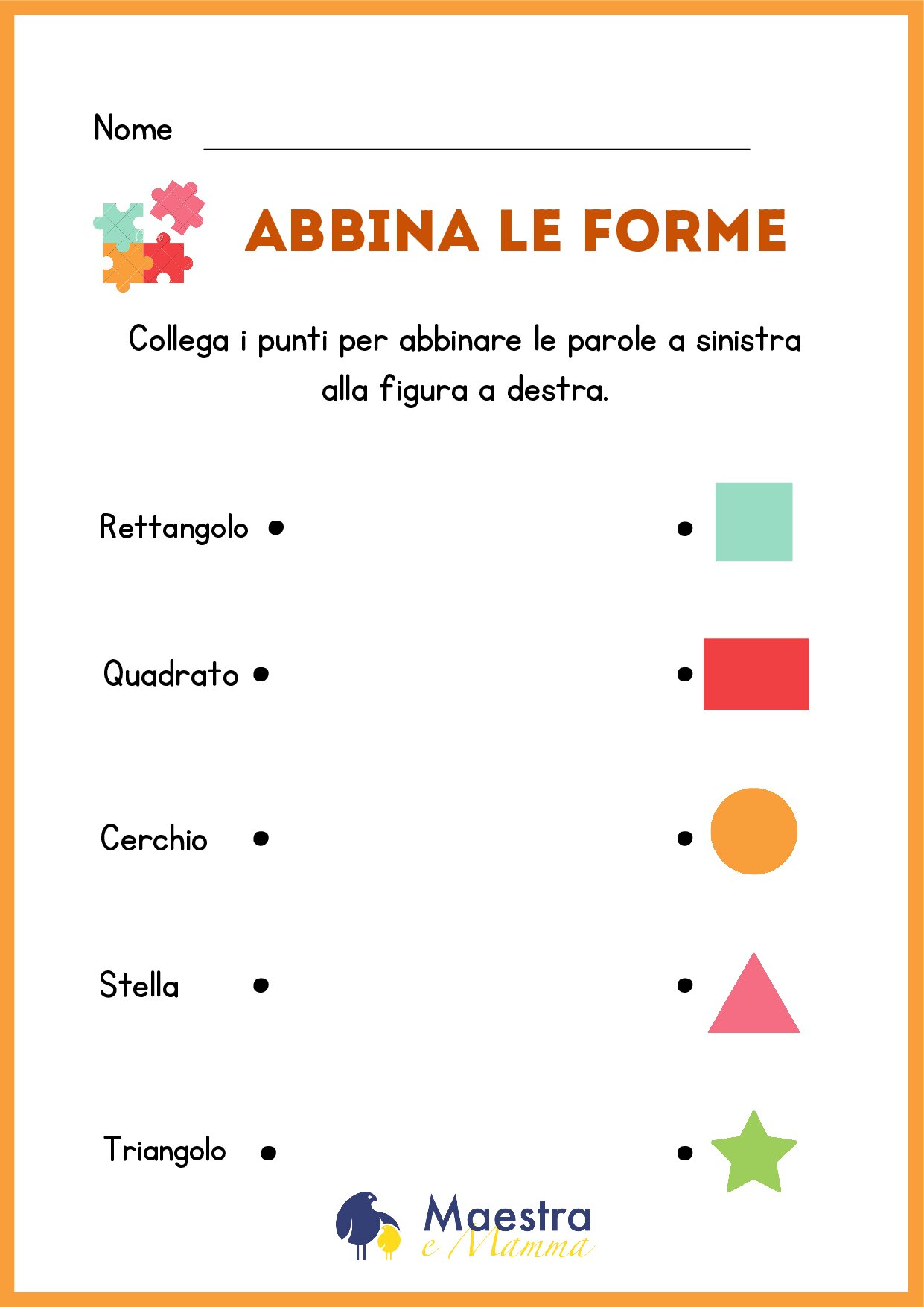 Scheda didattica infanzia abbina le forme [145 KB]