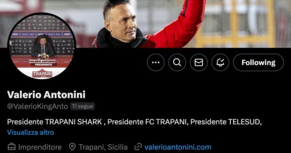 Valerio Antonini sbarca su X: il presidente di SportInvest ribalta le regole dello sport italiano | Tu sei pronto a sostenere Trapani Shark?