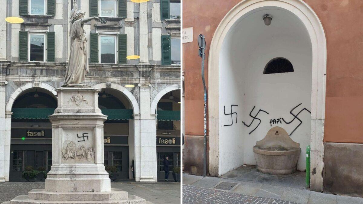 Svastiche che appaiono in Piazza Loggia | Brescia schierata contro il neonazismo! - 