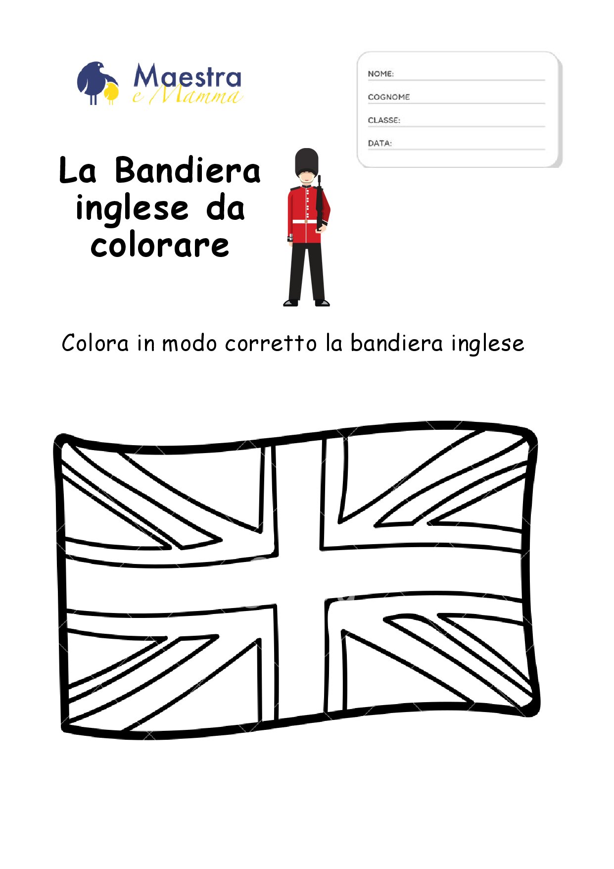 La bandiera inglese da colorare [143 KB]