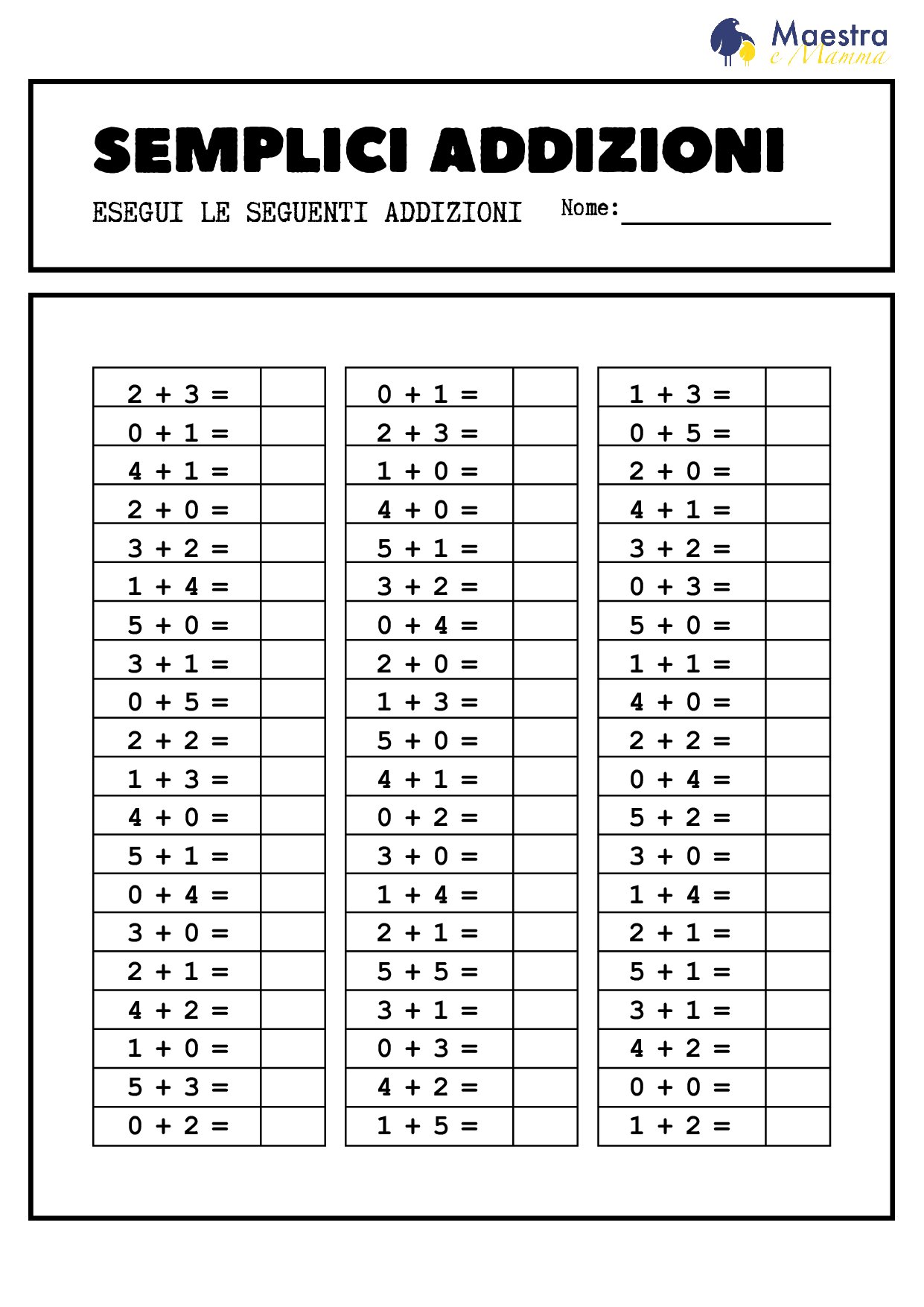 Schede di matematica per la seconda elementare [318 KB]