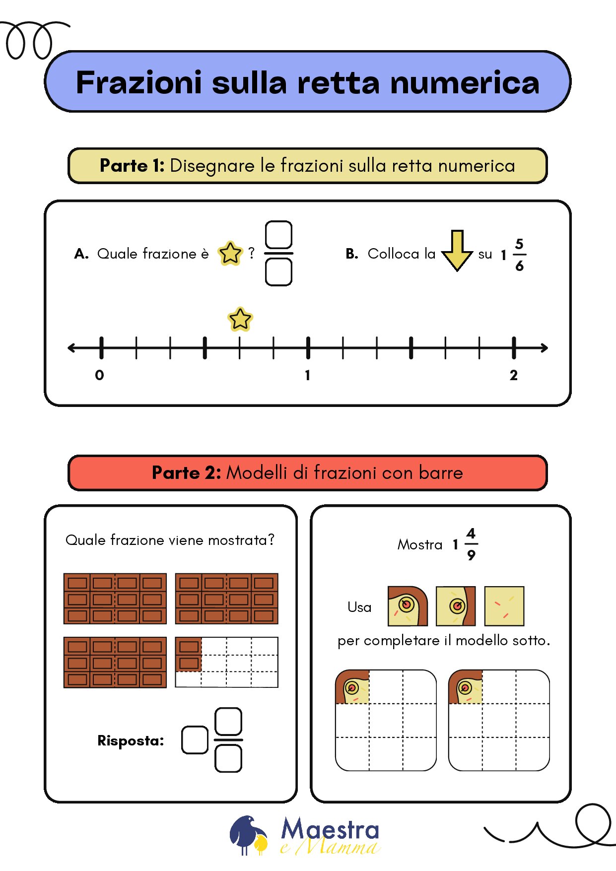 Scheda didattica matematica terza elemenate sulle frazioni [120 KB]