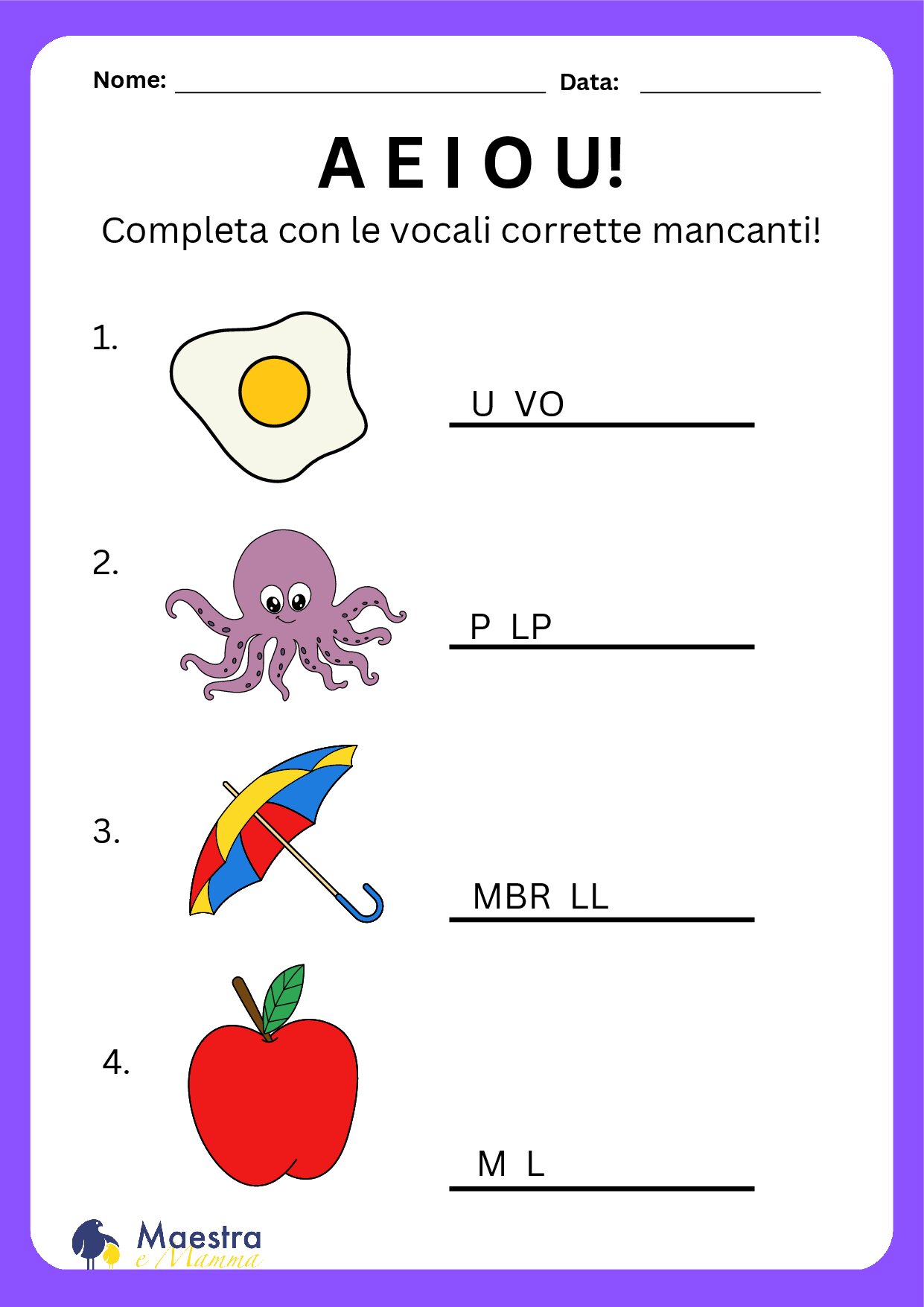 Schede sulle vocali classe prima [1 MB]