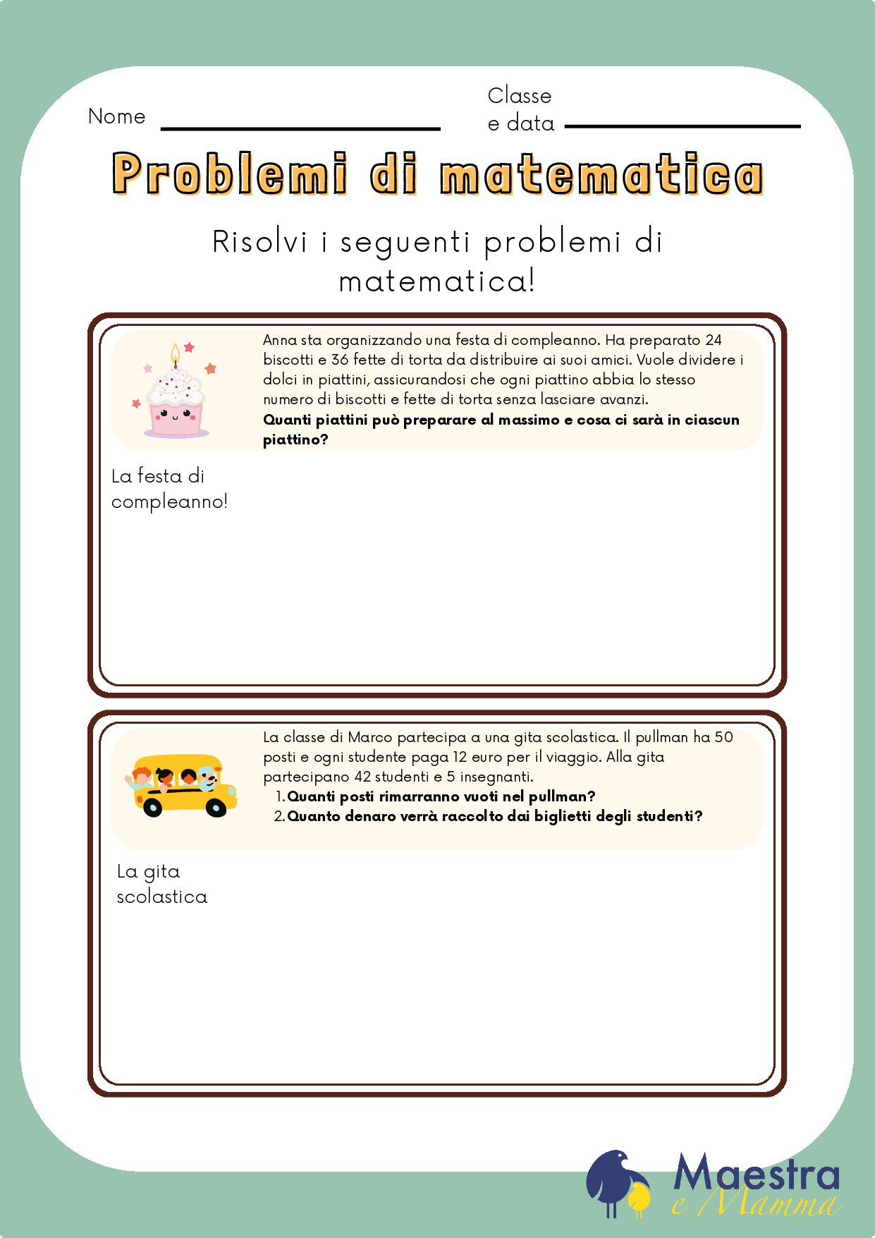 Problemi di matematica quarta elementare [2 MB]
