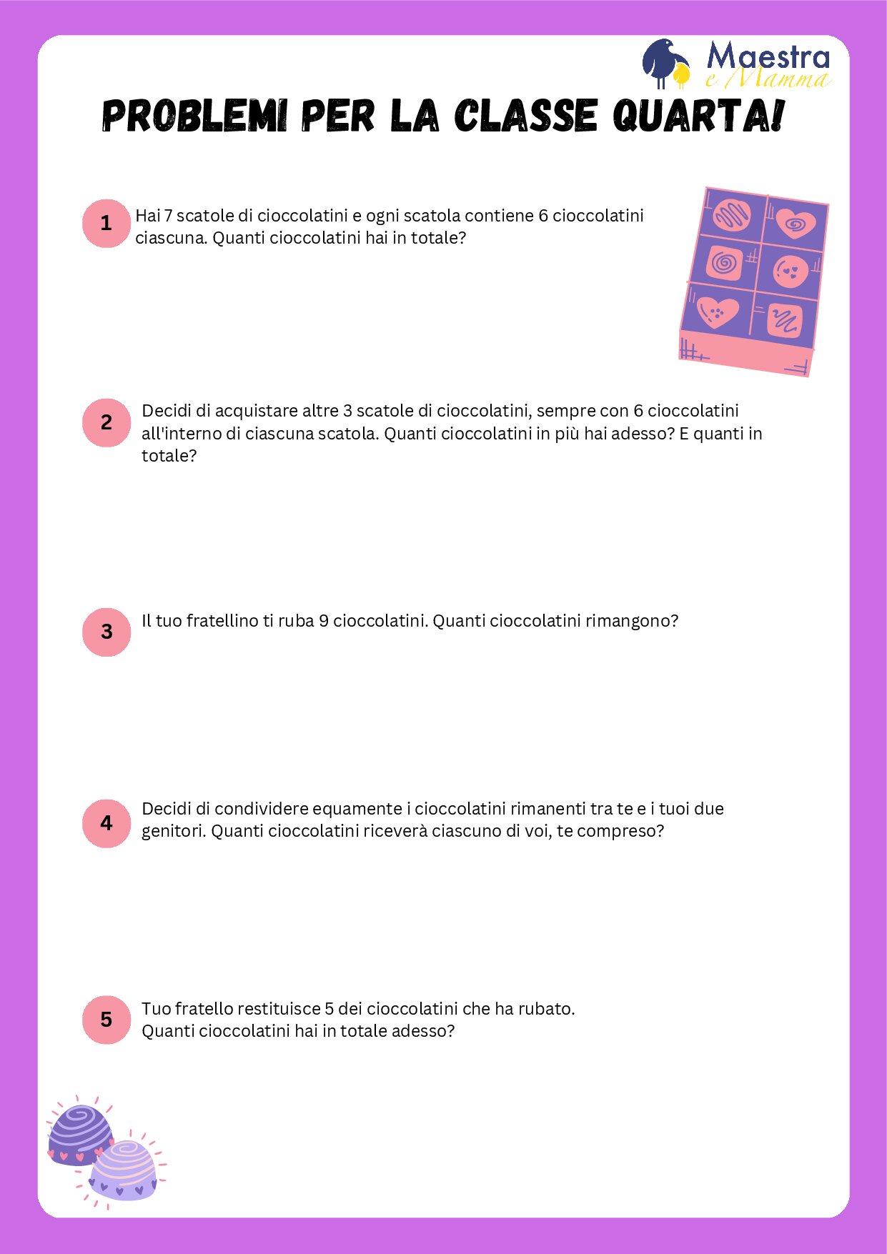 Scheda didattica problemi classe quarta [112 KB]