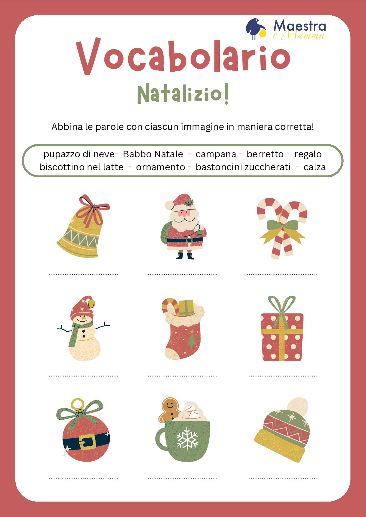 Scheda didattica di natale vocabolario natalizio [3 MB]