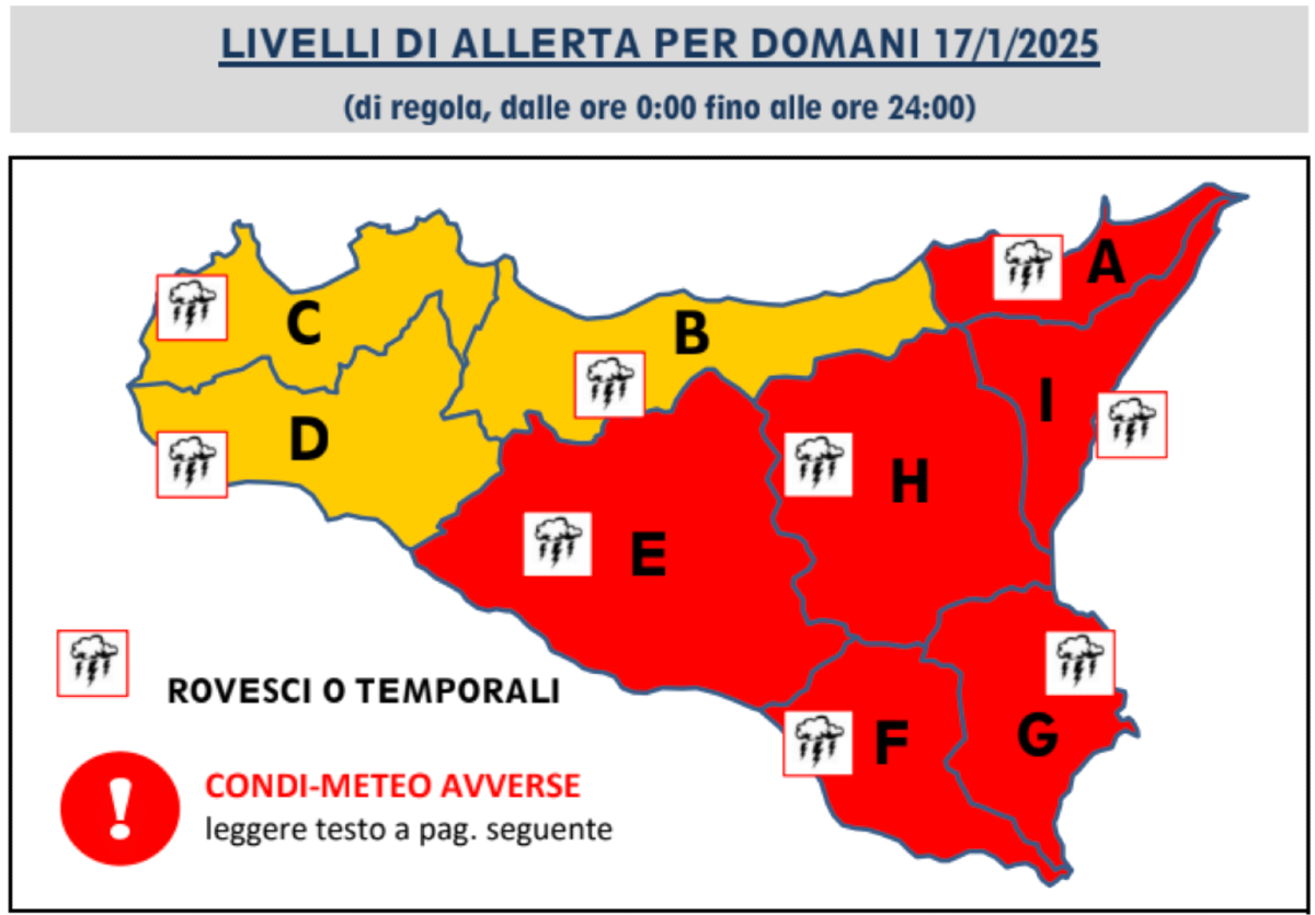 Allerta meteo rossa a Catania: scuole chiuse a Catania il 17 gennaio | COMUNI IN AGGIORNAMENTO