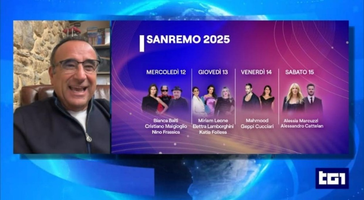 Carlo Conti annuncia i co-conduttori di Sanremo 2025 | Le curiose reazioni social dei Vip alla chiamata della Rai 