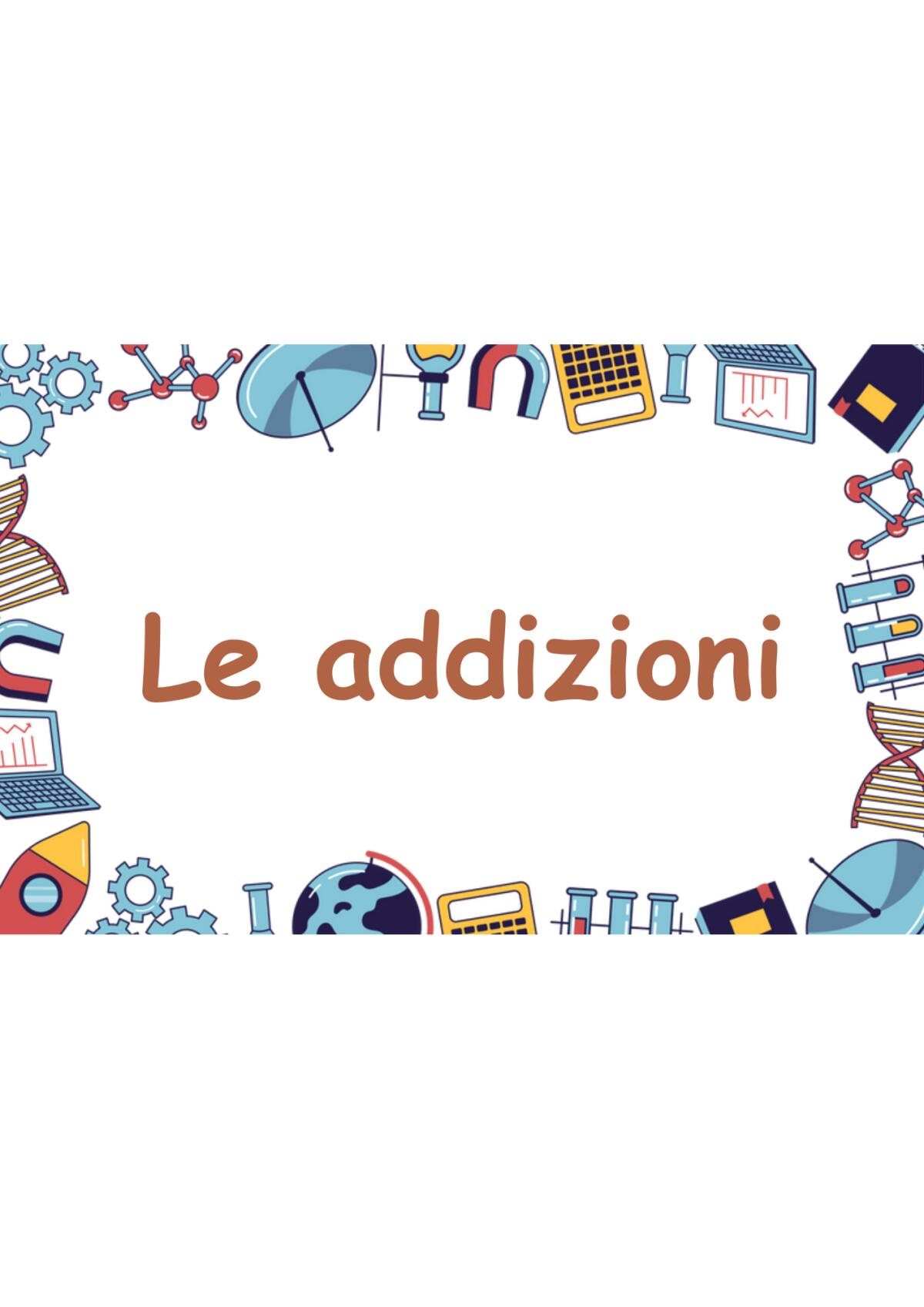 Scheda didattica sulle addizioni - 