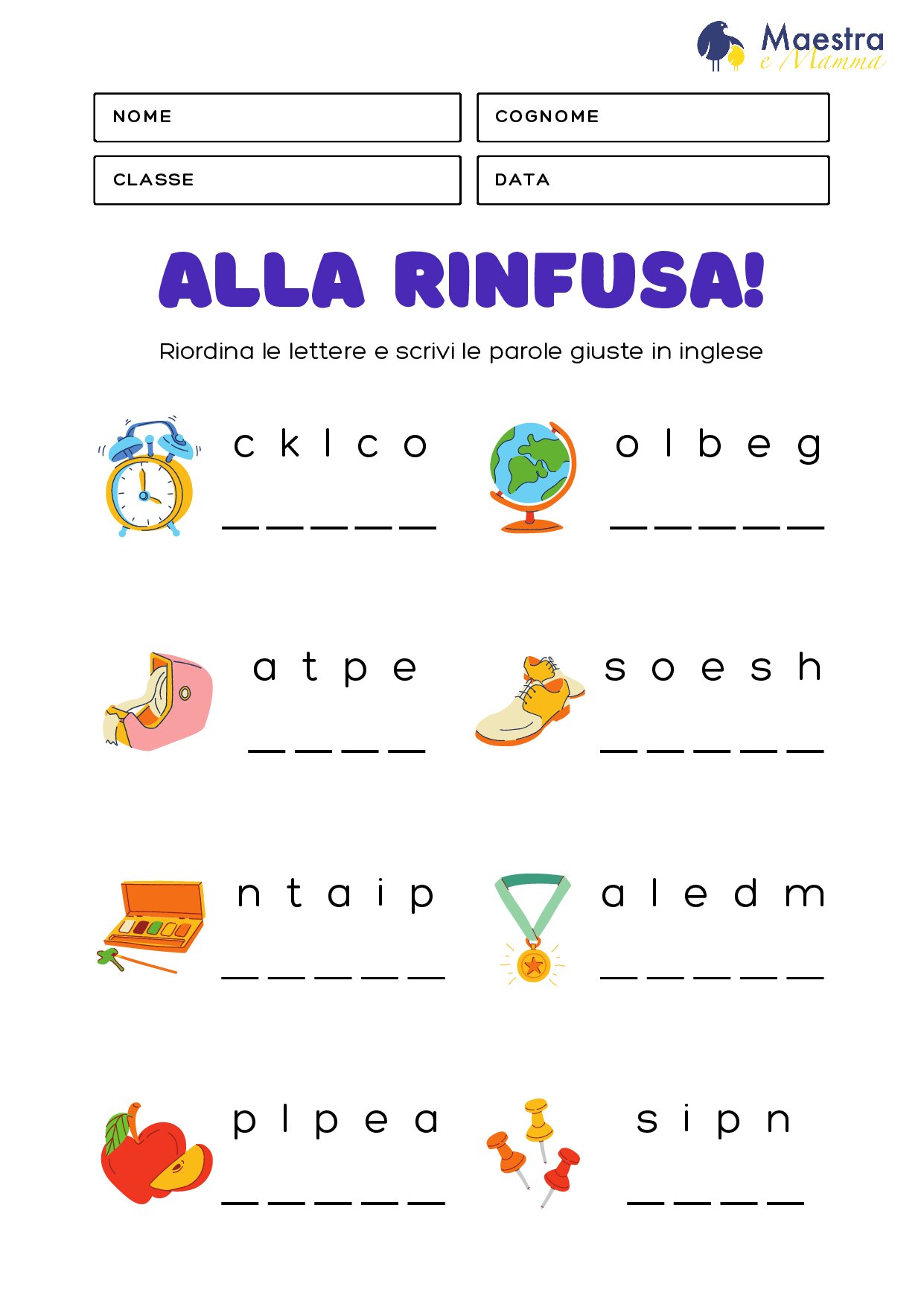 Riordina le parole in inglese [684 KB]