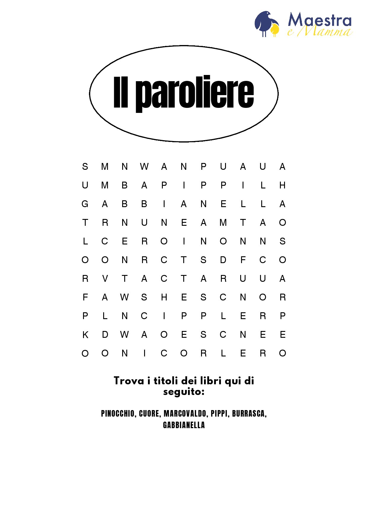 Cruciverba di italiano scolastico il paroliere [94 KB]