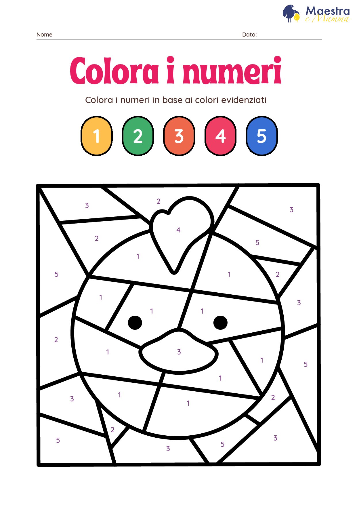 Scheda di matematica colora i numeri [75 KB]