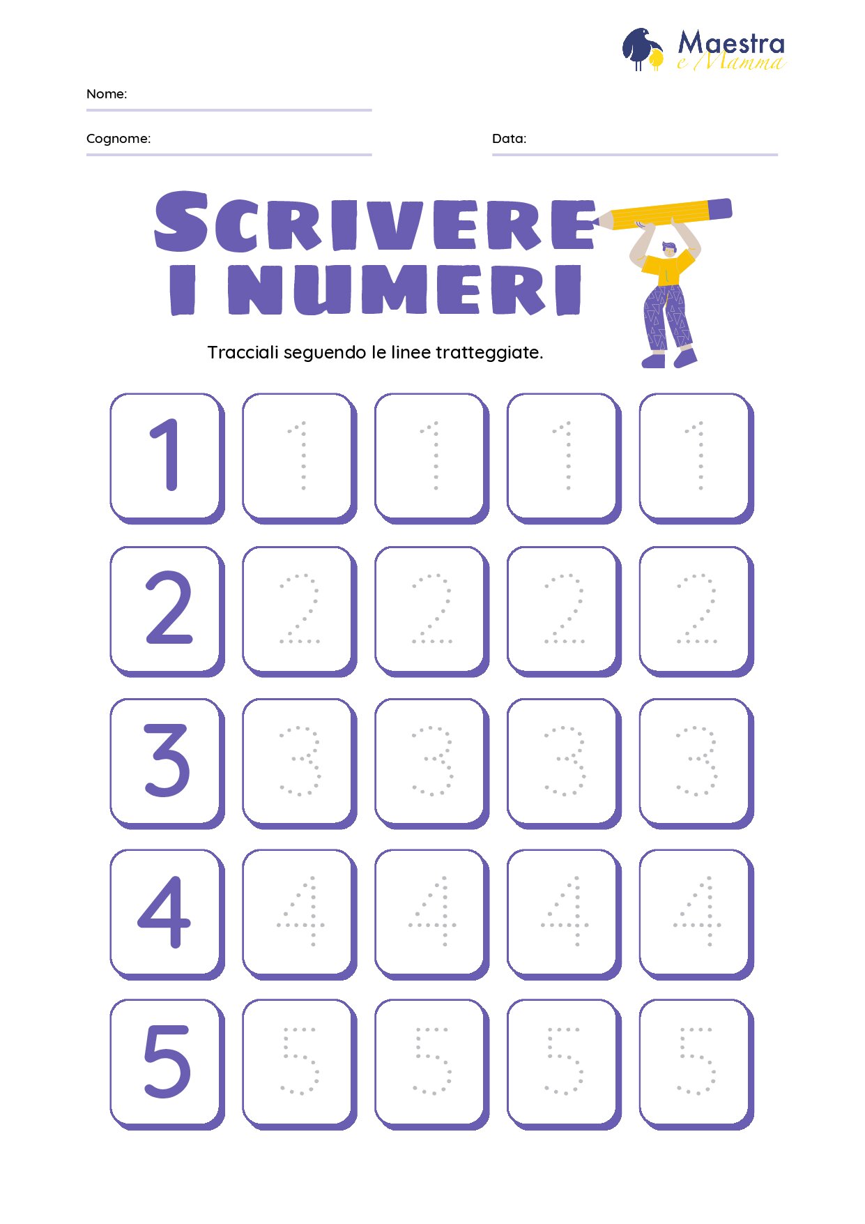 Scheda pregrafismo 5 numeri [105 KB]